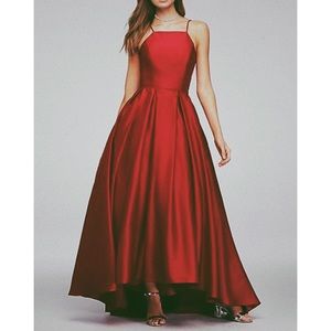 David’s Bridal High Neck Satin Ball Gown Size 4